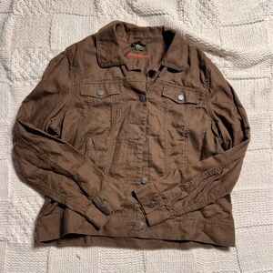 Y2K Eddie Bauer Brown Linen Lightweight Jacket